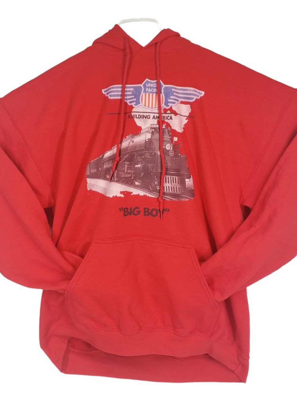 Union Pacific  Locomotive Print Men's Large Hoodie Red Building America Big Boy